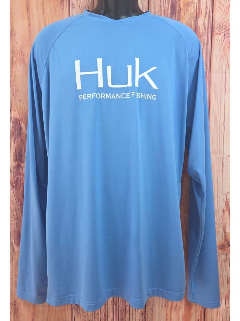 Huk Mens Blue Long-Sleeve Performance Fishing Shirt XL Moisture-Wicking